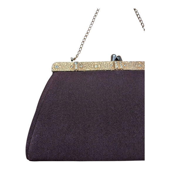 La Parisienne Purse Clutch Evening Bag Retro 50s Brown Gold - Picture 6 of 8